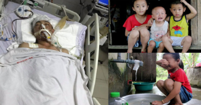 Đau lòng ba đứa con thơ khóc nghẹn cầu xin sự sống cho cha bị vỡ hộp sọ sau tai nạn
