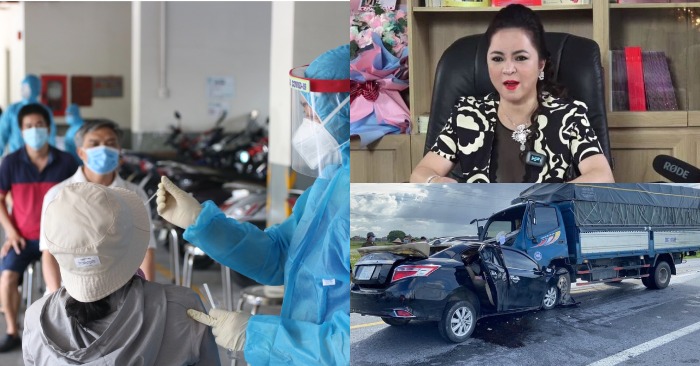 Lấy mẫu diện rộng ở TP. HCM; Bà Phương Hằng bị VOV nhắc tên; Vụ tai nạn ở Hương Yên khiến 3 người tử vong (ảnh: HCDC/Facebook Nguyễn Phương Hằng/chụp màn hình báo VnExpress).