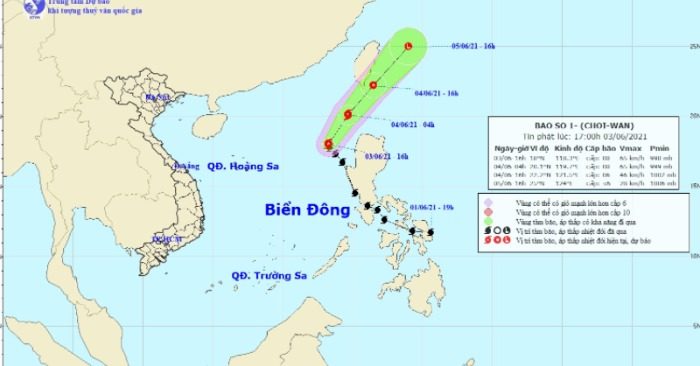 Đường đi của bão số 1