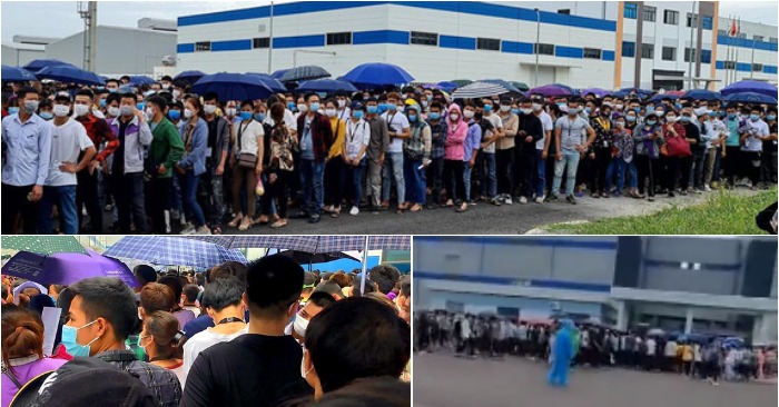 Công nhân KCN Vân Trung (Bắc Giang) đi xét nghiệm sáng nay