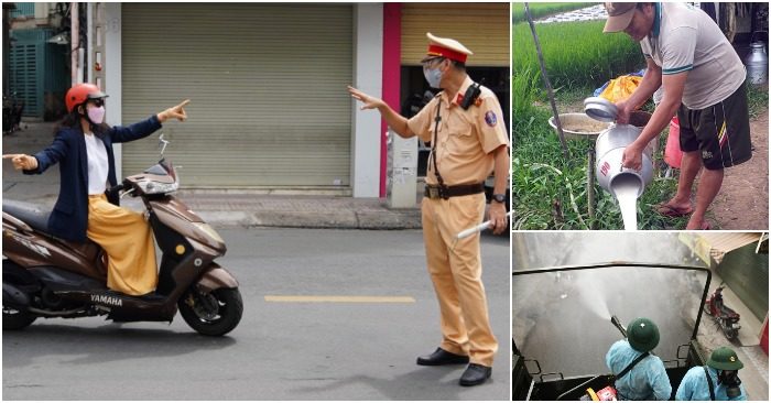 Kiểm tra người ra khỏi nhà ở TP. HCM; phun khử khuẩn ở nhiều khu vực; nông dân miền Tây đổ bỏ sữa bò