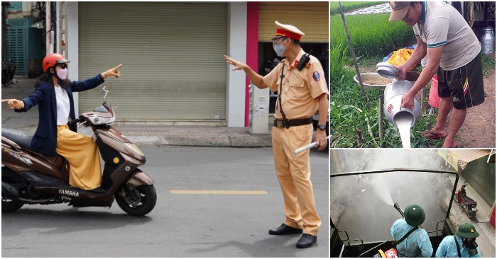 Kiểm tra người ra khỏi nhà ở TP. HCM; phun khử khuẩn ở nhiều khu vực; nông dân miền Tây đổ bỏ sữa bò